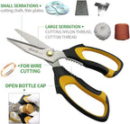 Stedi Scissors Heavy Duty 8-Inch,Multipurpose Scissors,Sharp Stainless Steel Shears with Serrated Edge & Protective Cover,Non-Slip Handle,Easy Cutting Cardboard, Carpet,Leather, Fabric, Wires, Yellow