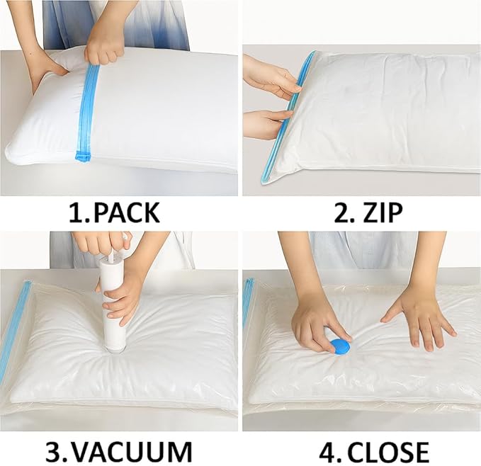 Vacuum Storage Bags with Electric Pump and Hand Pump,8 Pack Vacuum Seal Bags for Clothing,Space Saver Bags for Travel and Home(Large 60 * 80)