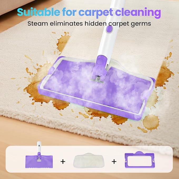 Steam Mop, All-in-One Powerful Handheld Steam Cleaner with 2 Levels Steam Mode, 350ML Tank, 23FT Cord, Quick-Heating Steam Mop Cleaner for Home and Floor Carpet Kitchen Bath Cleaning