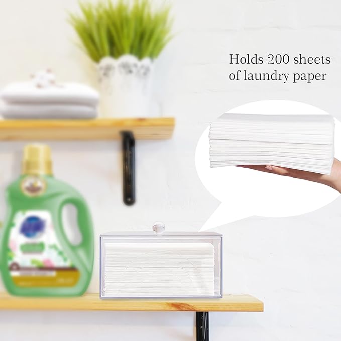 zoocatia Farmhouse Laundry Dryer Sheet Holder Clear Detergent Pods Container Dryer Balls Dispenser with Lid, Organization and Storage Box for Laundry Room, Bedroom, Desk