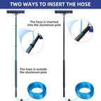 Water Fed Pole Kit, 33 FT Length Adjustable Solar Panel Window Cleaning Brush and Pole, 4-33ft Aluminium Pole Window Washing Kit for Cleaning Windows, Solar Panels and Roof