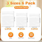 6 Pack No Scrub Oven Rack Cleaning Bags - Reusable Leakproof Soaking PE Bags, No Messy Hands for Grill Grates/BBQ Racks, No Cleaner Included