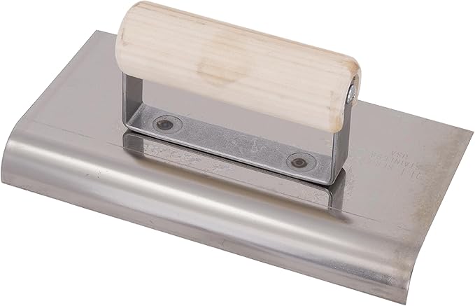 MARSHALLTOWN QLT Stainless Steel Hand Edgers, Wood Handle Material, 152mm Width, 203mm Length, 10mm Radius, 13mm Lip, Made In The USA, CE523S