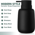 Matte Black Soap Dispenser Bathroom,Ceramic Soap Dispenser Lotion Pump Dish Soap Dispenser for Kitchen,16oz Refillable Liquid Hand Wash Dispenser for Bathroom (Rubber Paint)
