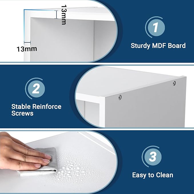 Whitmor 11 Cube Storage Organizer, 4 Tier Stackable Bookcase, Open Storage Display Bookshelf, Storage Cabinet for Living Room, Bedroom, Home, Office, 29.1" L x 9.4" W x 41.7" H, White