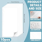 10 Pcs Bathtub Hole Patch Siding Wall Repair Kit Waterproof Patch Holes Blemishes Tools Self Adhesive White Tape for Cracked Pool Liner Roof Skylight and Vinyl Skirting(Transparent)