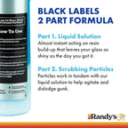 Randy's Black Label Cleaner with 10” Tapered Bristle Pipe Cleaners – All-in-One Cleaning Kit for Glassware, Glasstops, Ceramic, Metal, and Hard-to-Reach Areas – Glasstop cleaning kit – 12 fl oz