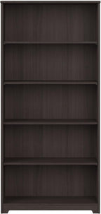 Bush Furniture Cabot Tall 5 Shelf Bookcase | Large Open Bookshelf in Heather Gray | Sturdy Display Cabinet for Library, Living Room, and Home Office