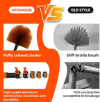 26 FT Reach Cobweb Duster with 5-20FT Telescoping Pole, Dual Action Flip-Lock & Screw Fixing Design, Washable Reusable Duster for High Ceilings, Fans & Home Cleaning