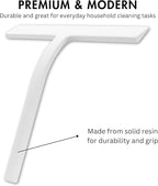 9 inch Squeegee Set with Over Wall Hanger, Suction Cup, and Hook, Glass Cleaning Squeegee for Shower Doors, Windows, Glass Doors, Bathrooms, Mirrors, Car Windshield - Matte White