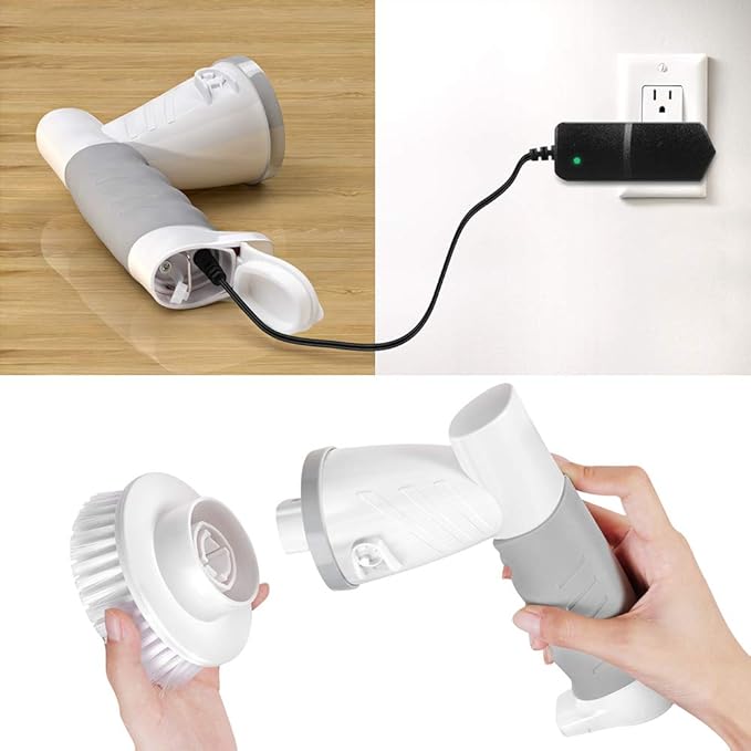 Electric Spin Scrubber, Bathroom Shower Electric Scrubber for Cleaning Tub/Tile/Floor/Sink/Window, Power Cleaning Brush Rechargeable Cordless with 4 Replaceable Cleaner Brush Heads