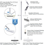 Floor Scrub Brush and Grout Brush Set with Long Handle, Heavy Duty Grout Cleaner Brush with Stiff Bristle for Tile, Corner, Carpet, Garage, Deck, Shower Floor (2 Pack Brush Head)