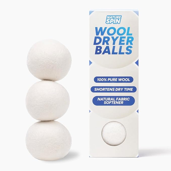 Wool Dryer Balls, 3-Pack XL, 100% Pure New Zealand Sheep Wool, Unscented, Hypoallergenic, Eco-Friendly Laundry Balls (3 Pack)