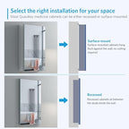 Quavikey Bathroom Medicine Cabinet with Mirror, Aluminum Surface Mount or Recessed Mirror Medicine Cabinet 16x26 Inch, Silver