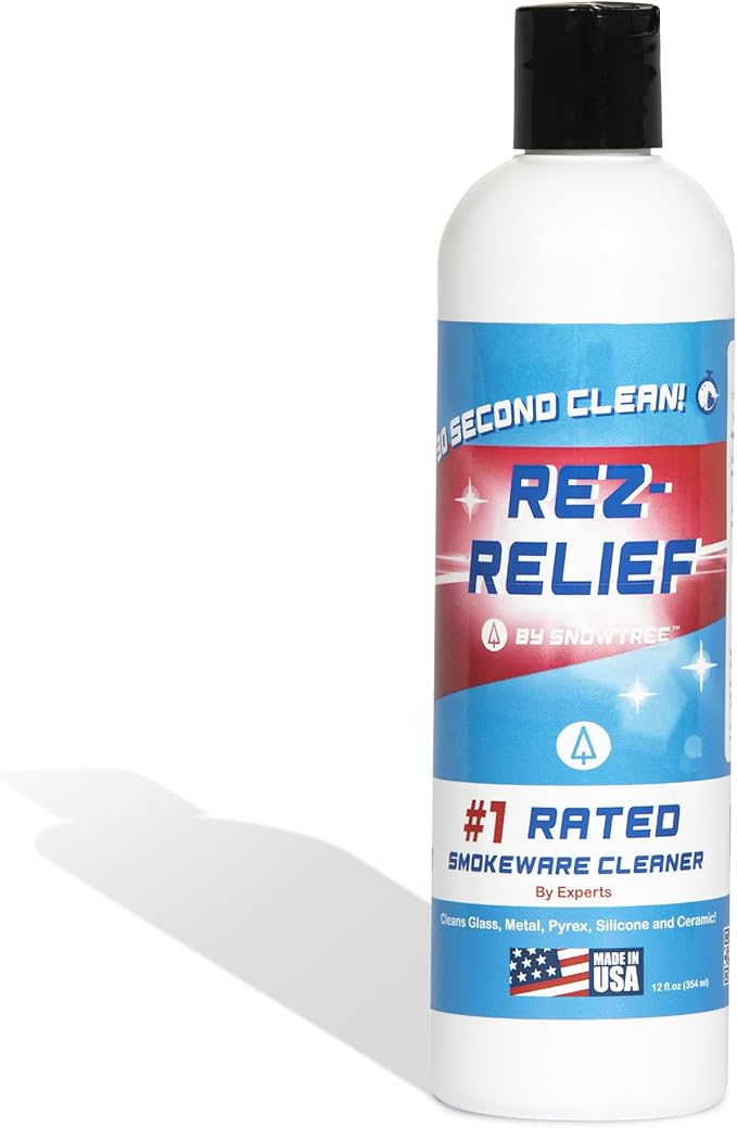 SNOWTREE - 2 Pack Rez Relief Glass Cleaner Solution for Glass, Ceramic, Metal & Silicone - 12 Fluid Oz Bottles (2 Pack) - Refreshing Citrus Scent Glass Cleaner Liquid - Removes Stains & Smells