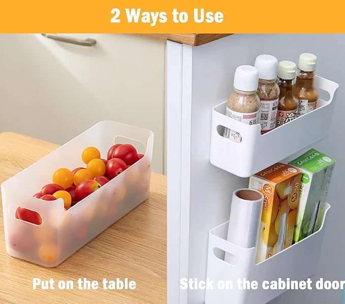 2 Pack Cabinet Organizer Storage, Adhesive Over Cabinet Door Organizer, No Drilling Space Saver Plastic Storage Containers Multi-Use for Kitchen Bathroom Office Bedroom, White
