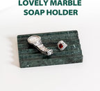 Soap Holder, Marble Soap Dish for Shower, Green Bar Soaps Holder with Water Ripple Design, Easy Cleaning Soaps Saver for Kitchen Sink，Bathroom, Executive Indian Natural Stone Soap Tray