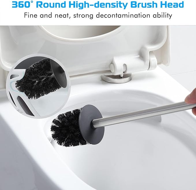 BGL Toilet Brush Holder Stainless Steel 304 Standing Brushed Nickel Square Toilet Bowl Brush for Bathroom Storage and Organization