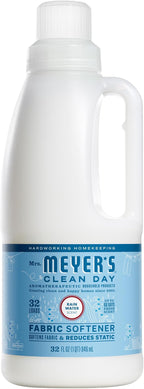 MRS. MEYER'S CLEAN DAY Liquid Fabric Softener, Infused with Essential Oils, Paraben Free, Rain Water Scent, 32 oz (32 Loads)