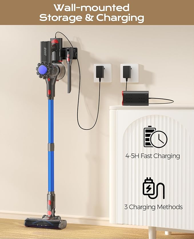 V15 Cordless Vacuum Cleaner, 45Mins Powerful Vacuum Cleaners for Home, Lightweight Stick Vacuum with Advanced Green Light Tech, Rechargeable Battery Vacuum for Carpet,Pet Hair,Hardwood Floor