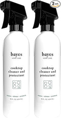 Bayes Cooktop Cleaner and Protectant for Daily Use - Cleans, Shines and Protects Ceramic Glass and Enamel Cooktops - For Fingerprints, Grease, Residue, and Smudges - 16 oz, 2 Pack