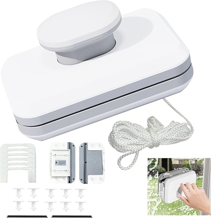 Magnetic Windshield Cleaning Tool, Magnetic Double-Sided Window Cleaner，Suitable for 3-5 Inch Thick Double-Layer Glass, High-Rise Window Cleaning Tool for Home/Car/Office