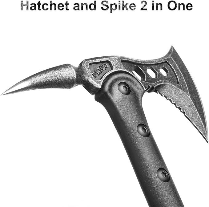 JXE JXO Camping Axe, Tomahawk with Spike, Survival Hatchet with Sheath, Nylon Fiber Handle for Outdoor Survival Hiking Camping （14.5 inch）