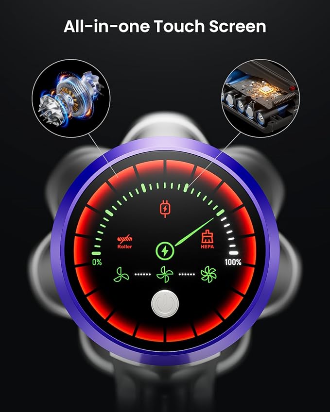 Cordless Vacuum Cleaner, 48KPa 580W 65Mins Vacuum Cleaner for Home, Anti-Tangle Self-standing Stick Vacuum with Scented Tablet, Upgraded Dust Cup Scraping, Vacuum Cordless for Pet Hair/Carpet/Floors