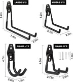 Steel Garage Hooks Wall Tool Organizer, 12 Pack Garage Storage Hook Heavy Duty Utility Storage Hangers Black for Ladders, Ropes, Garden Tools