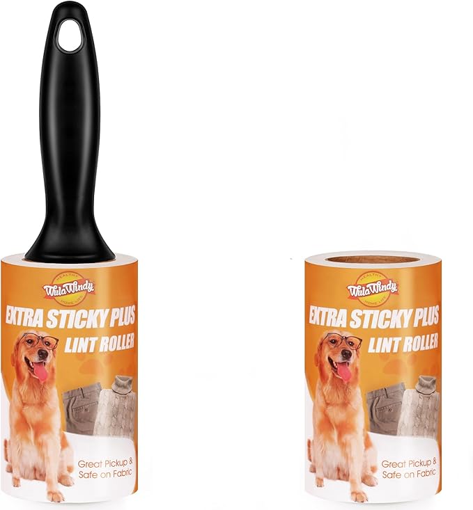 Lint Roller, Lint Roller for Pet Hair, Extra Sticky Lint Rollers Pet Hair Remover for Clothes, Work Great on Pet Hair Value Pack (2 Pack)