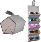 Kenpal Sunglasses Storage Organizer Holder Foldable Travel Case with 5 Slot Compartments for Multiple Glasses