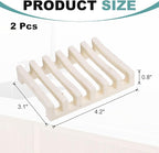uxcell 2 Pcs Self Draining Silicone Soap Dish, Soap Tray with Drainage for Bathroom Shower Kitchen Sink, 4.2" x 3.1" x 0.8", Grain Pattern Beige