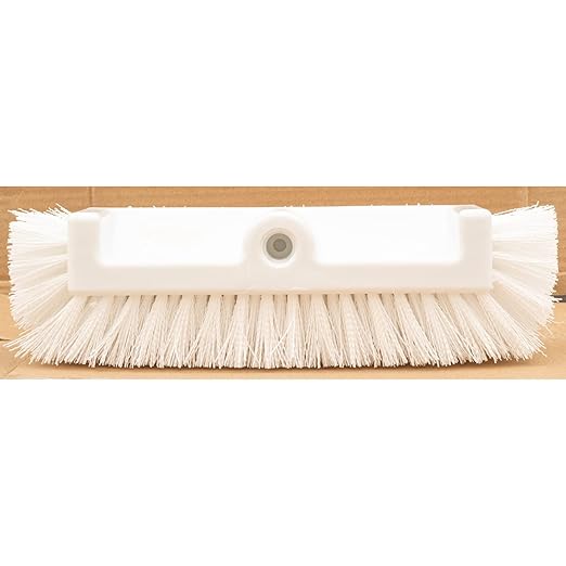 SPARTA Multi-Level Tile Scrub Brush 12" Wide Brush Head, Heavy-Duty Tile Cleaning Brush with End Bristles for Commercial Tiles, Tubs and Floor, Plastic, 12 Inches, White