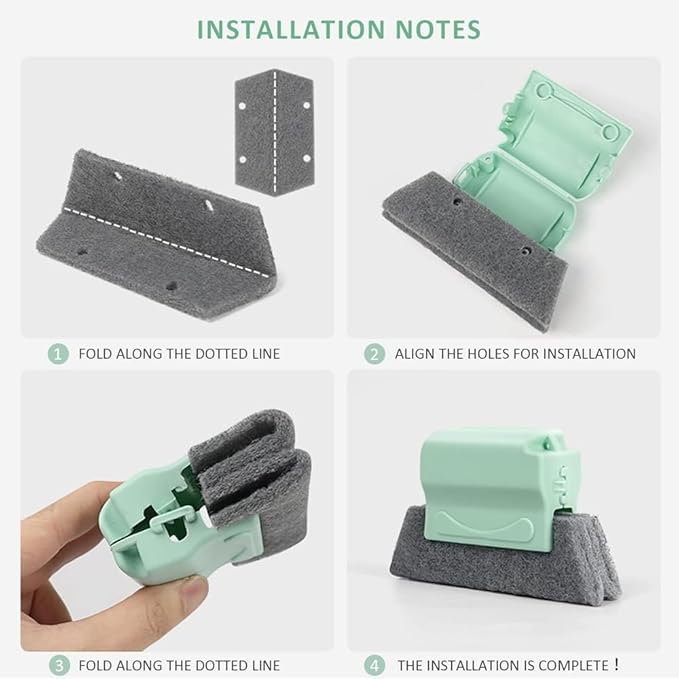 Magic Window Track Cleaner - 2024 New Groove Cleaning Brush Tools Set, Hand-held Cleaner Brushes for Tracks, Gaps, Tiles, Lines, Shutters, Car Vents (Green, 3PCS)