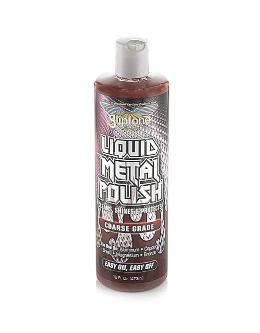 Gliptone Liquid Metal Polish, (Coarse Grade) 16 Fl Oz, for Aluminum, Copper, Brass, Magnesium & Bronze, Cleans, Seals & Protects, No Ammonia, Acid or Water, Restores Brilliant Shine