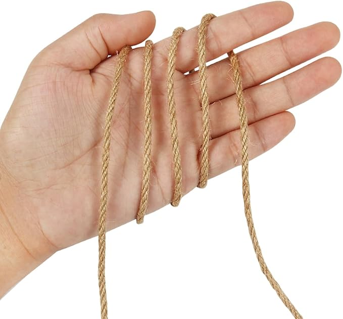 Tenn Well Jute Twine, 164 Feet 4mm Natural Garden Twine Rope for Crafts, Gardening, Plant Support, Gift Wrapping, Recycling, Christmas Ornaments, Holiday Decor