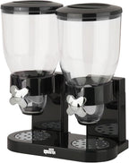 Honey-Can-Do Zevro Essential Dual-Control Dry Food Dispenser – Effortless & Organized Storage for Cereal, Dog Food, or Snack Dispenser for All Kinds of Treats, 17.5 oz Each Capacity, Black/Chrome
