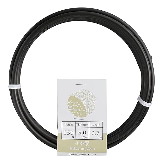 Wazakura 150 gr Black Anodized Aluminum Bonsai Training Wire Made in Japan (5mm, Black)