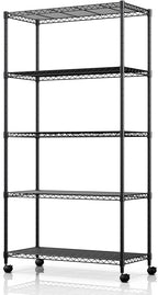 YSSOA 5-Tier Heavy Duty Storage Shelving Unit, 1250 Lbs Loading Capacity, 29.92" W x 13.98" D x 61.02" H, Black