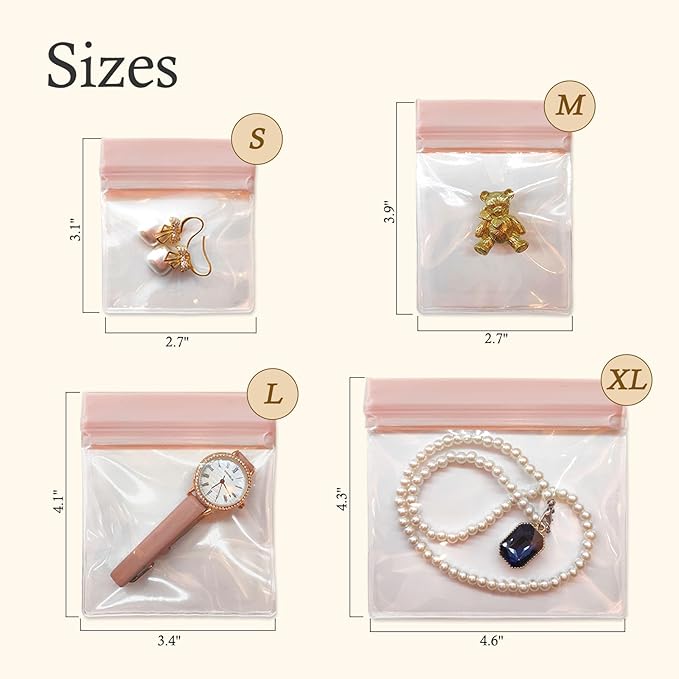EVA Anti Tarnish Jewelry Storage Bags, Clear Plastic Jewelry Pouches Organizer for Gold Silver Ring Earing Chain Bracelet, Jelly-Like Softness, No Yellowing, No Odors, 20 PCS (XL)