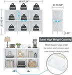 FATORRI 6 Cube Storage Organizer with Shelf, Long Wood and Metal Cubby Bookcase, Industrial Horizontal Bookshelf (White Oak, 47 Inch)