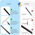 59.5" Long Handle Window Squeegee with Extension Pole, 12.4" Wide Metal Shower Squeegee for Glass Doors, Floor Squeegee for Home Window Cleaning, Tile Wall, Car