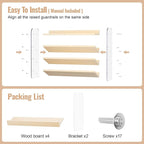 MUDEELA Clear Spice Rack Organizer for Cabinet, 4 Tiered Vertical Spice Shelf, Wooden Seasoning Organizer for Countertop, Kitchen, Pantry, Freestanding, 13.3" W × 11.2" H (No Jars Included)