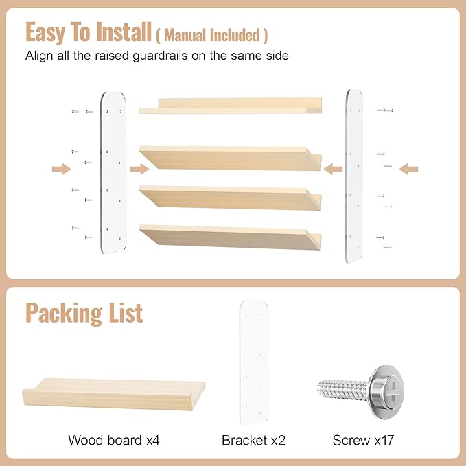 MUDEELA Clear Spice Rack Organizer for Cabinet, 4 Tiered Vertical Spice Shelf, Wooden Seasoning Organizer for Countertop, Kitchen, Pantry, Freestanding, 13.3" W × 11.2" H (No Jars Included)