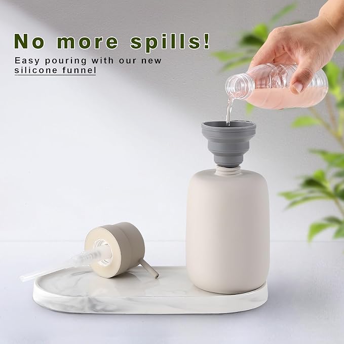 Grey Soap Dispenser Bathroom,Ceramic Soap Dispenser Lotion Pump Dish Soap Dispenser for Kitchen,16oz Refillable Liquid Hand Wash Dispenser for Bathroom (Rubber Paint)