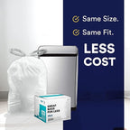 Plasticplace Custom Fit Trash Bags Compatible with simplehuman Code Q (200 Count) Drawstring Garbage Bags 13-17 Gallon White, Tear-Resistant Tall Kitchen Trash Bags for Garbage Cans Recycling 1.2 Mil