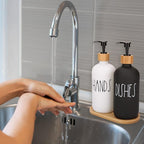 Hand and Dish Soap Dispenser Set for Kitchen Sink, Black and White Modern Farmhouse Decor, Kitchen Art Soap Holder (Black & White)