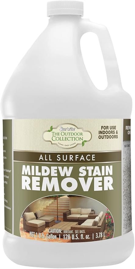 STAR RBITE O/C Mildew Stain Remover - Professional Strength, Quick-Acting, Multi-Surface Cleaner for Outdoor Furniture, Vinyl, and Grout - 1 Gallon (054400)