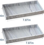 2PCS 7.87” L x 3.93” W Silicone Soap Dispenser Trays, Bathroom Sink Vanity Tray for Dresser Tops, Toilet, Tray for Scrubber, Lotion Bottles, Perfume, Jewelry, Candle, Key Trinket Ring-White Marble