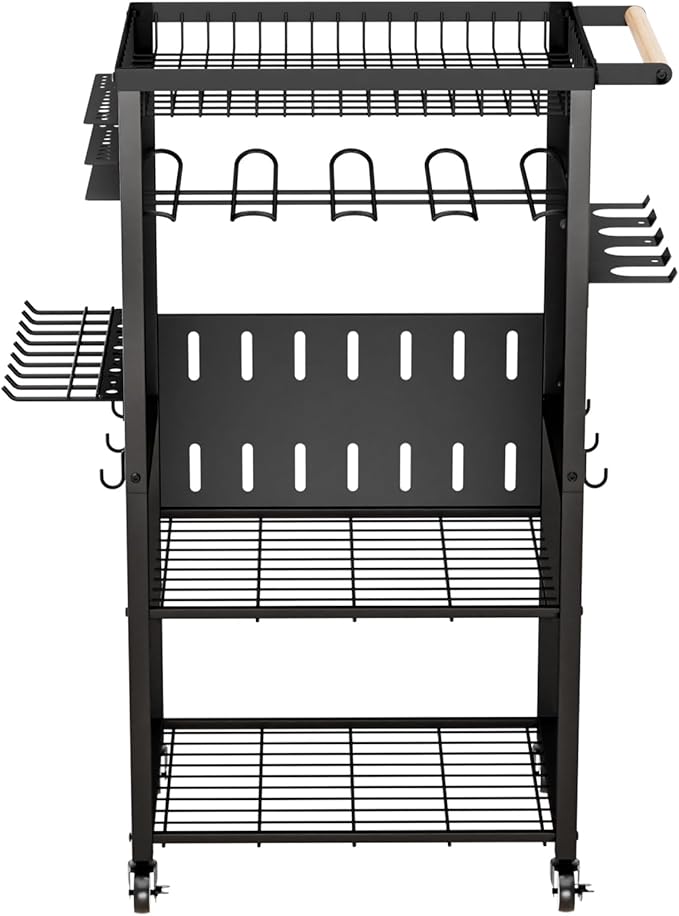 Pure Metal Heavy-Duty Tool Cart, Tool Organizer, 4 Layers + 4 Multifunctional Side Hangers, Integrated Design Power Tool Organizer, Practical Gift for Men, Husbands, and Fathers.